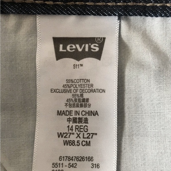 Boy’s Levis 14 Reg 27 x 27 Dark Denim 511 Slim - Picture 7 of 7